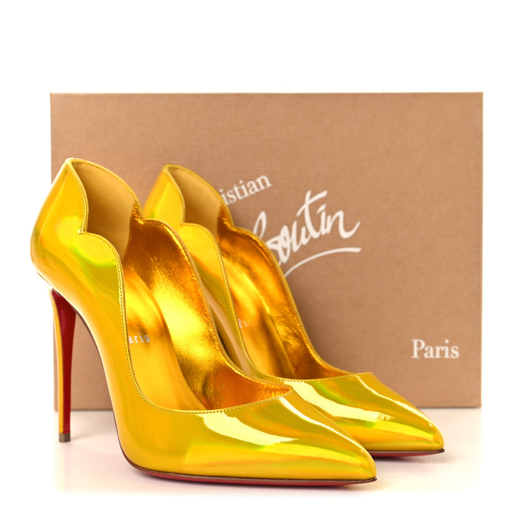 Metallic Patent Hot Chick 100 Pumps 38 Yellow