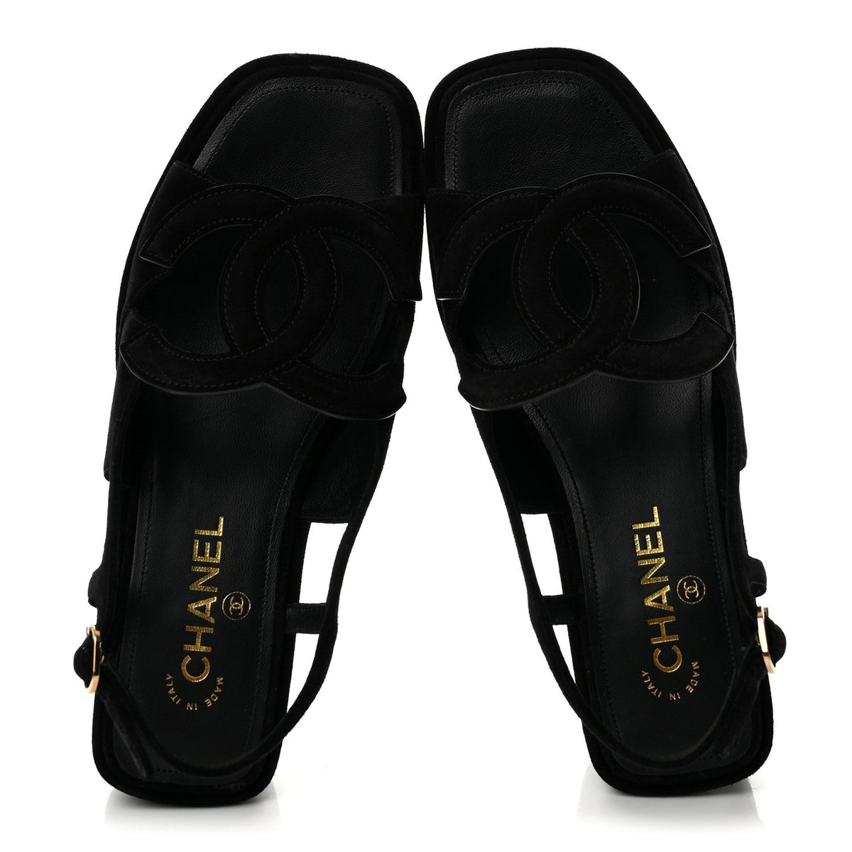 Suede Calfskin Platform CC Sandals 39 Black