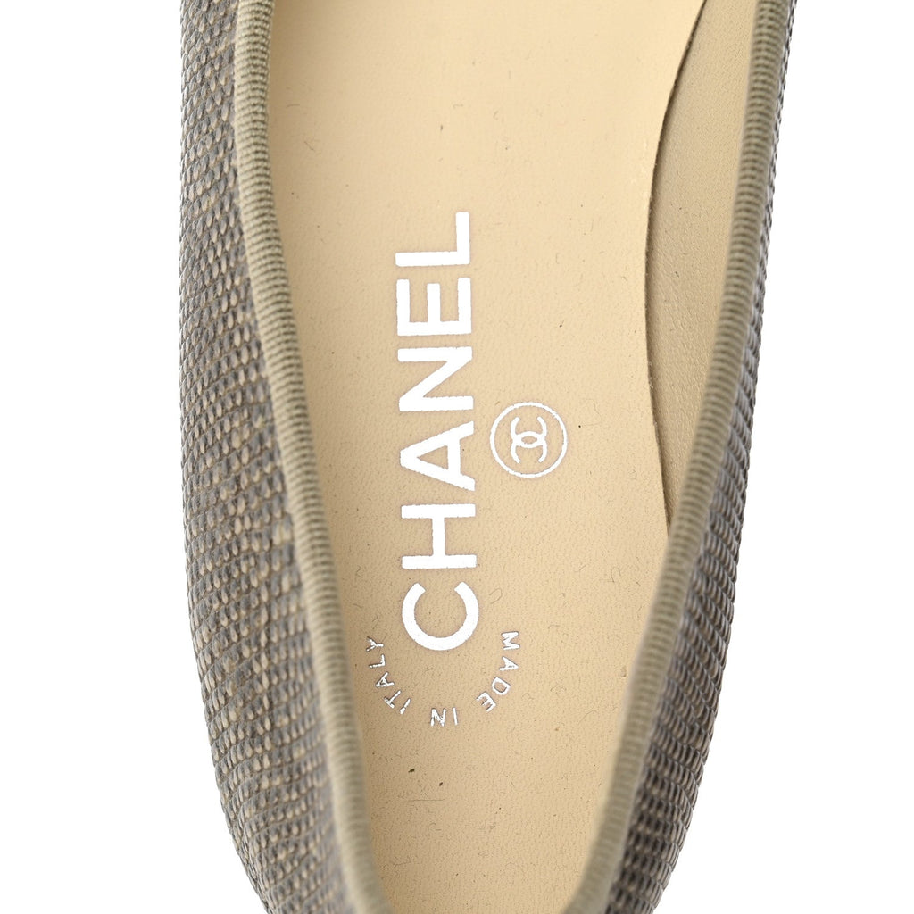 Lizard Cap Toe CC Ballerina Flats 38 Green