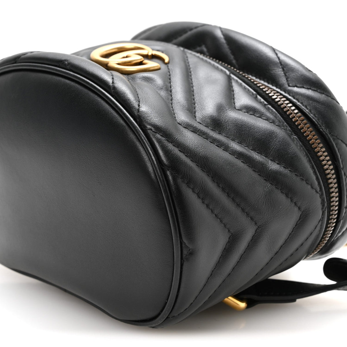 Calfskin Matelasse Mini GG Marmont Round Backpack Black
