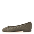 Lambskin Quilted CC Cap Toe Ballerina Flats 37 Dark Khaki