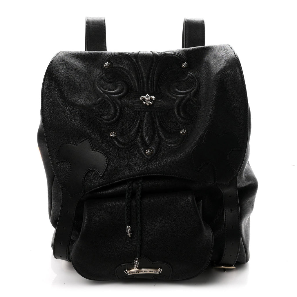 Calfskin Cross Patch Feurknee Backpack  Black
