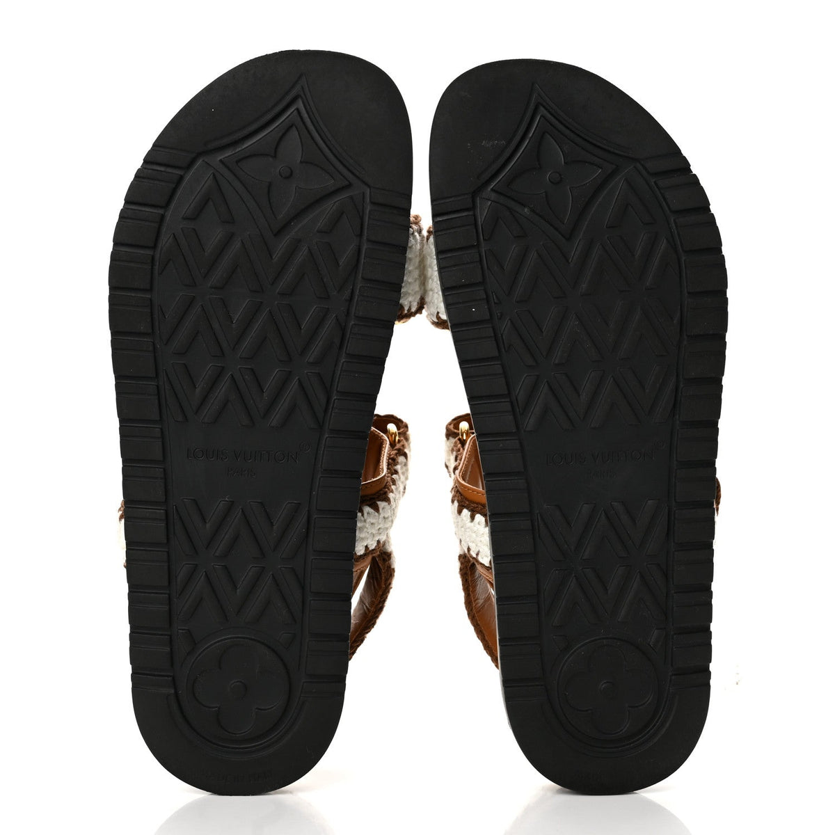 Cotton Crochet LV Sunset Comfort Flat Sandals 40 Cacao Brown