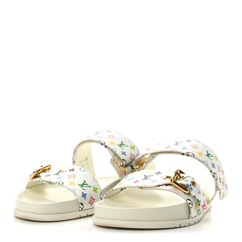 LV X TM Monogram Multicolor Bom Dia Comfort Mule Sandals 38 White