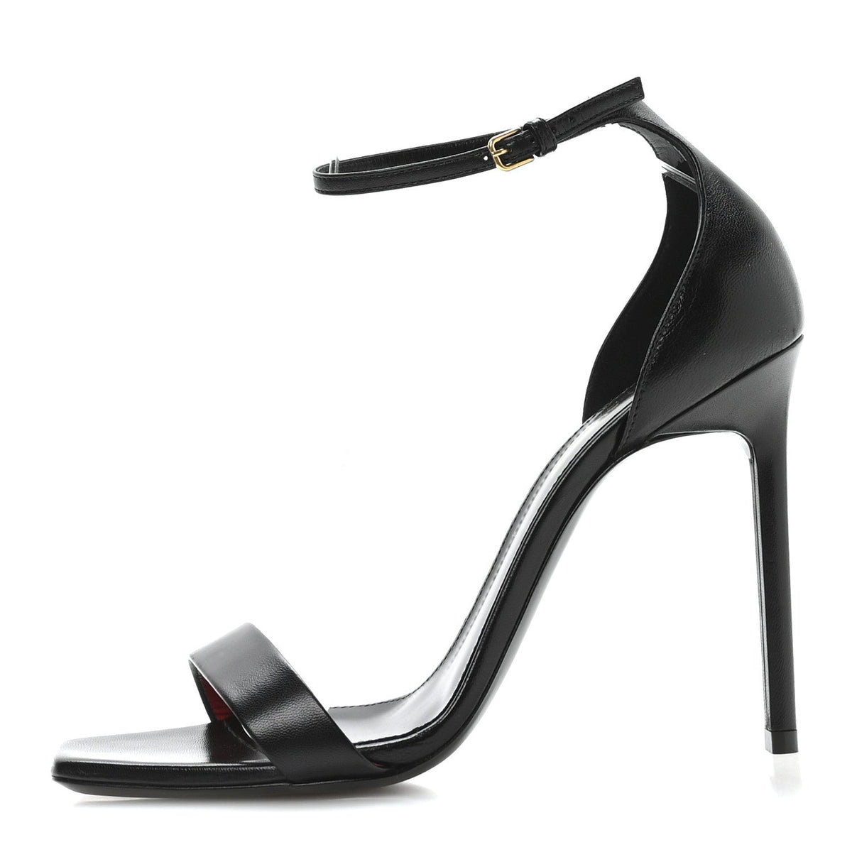 Calfskin Tripon Amber 105 Ankle Strap Sandals 39 Black
