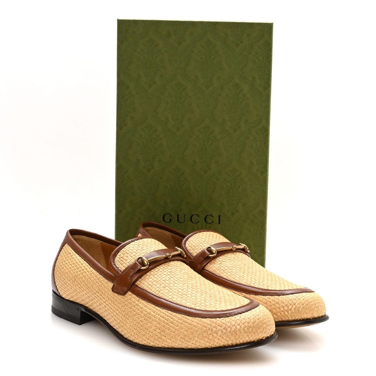 Straw Goatskin Horsebit Mens Loafers 10 Natural Cuir