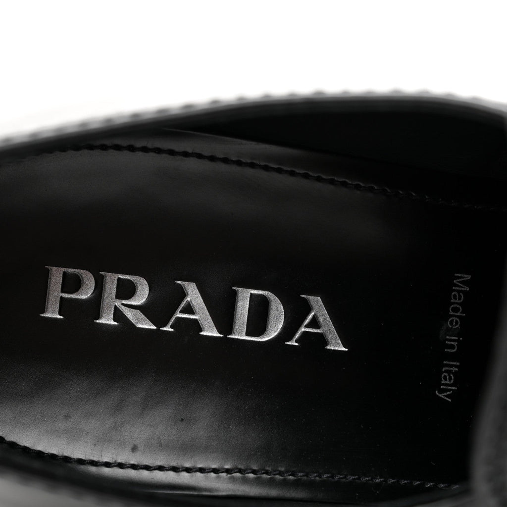 Spazzolato Metal Triangle Logo Mens 35mm Loafers 9.5 Black
