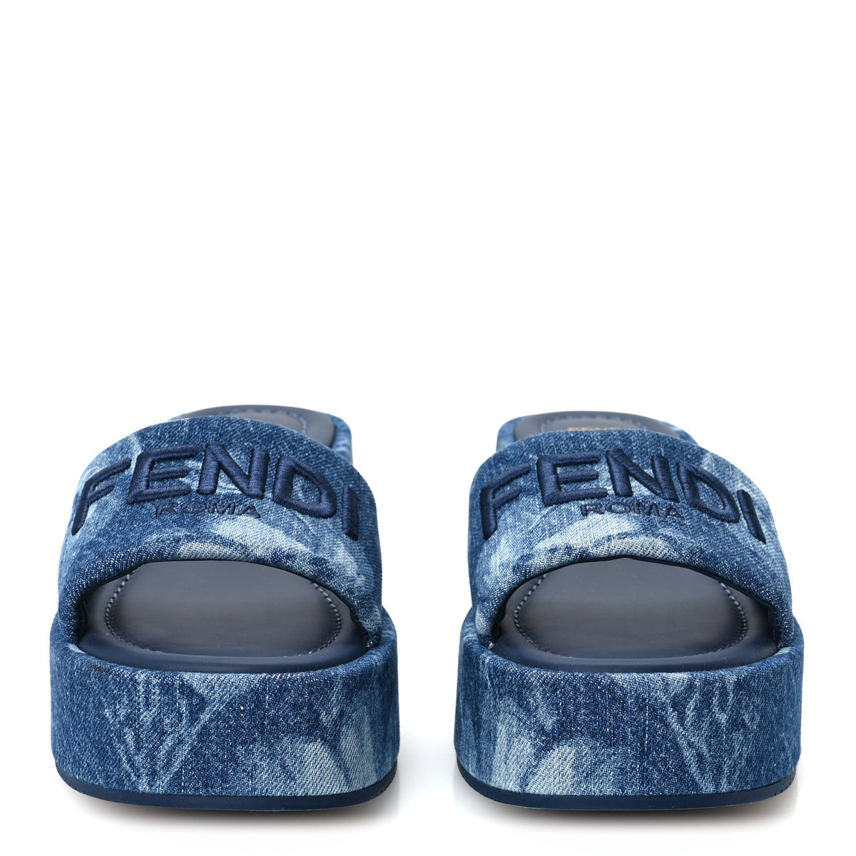 Denim Sea Garden Logo Sunshine Flatform Slide Sandals 37 Blue Medium Dark Blue