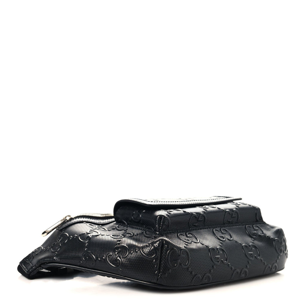 Calfskin GG Tennis Embossed Pocket Belt Bag Black