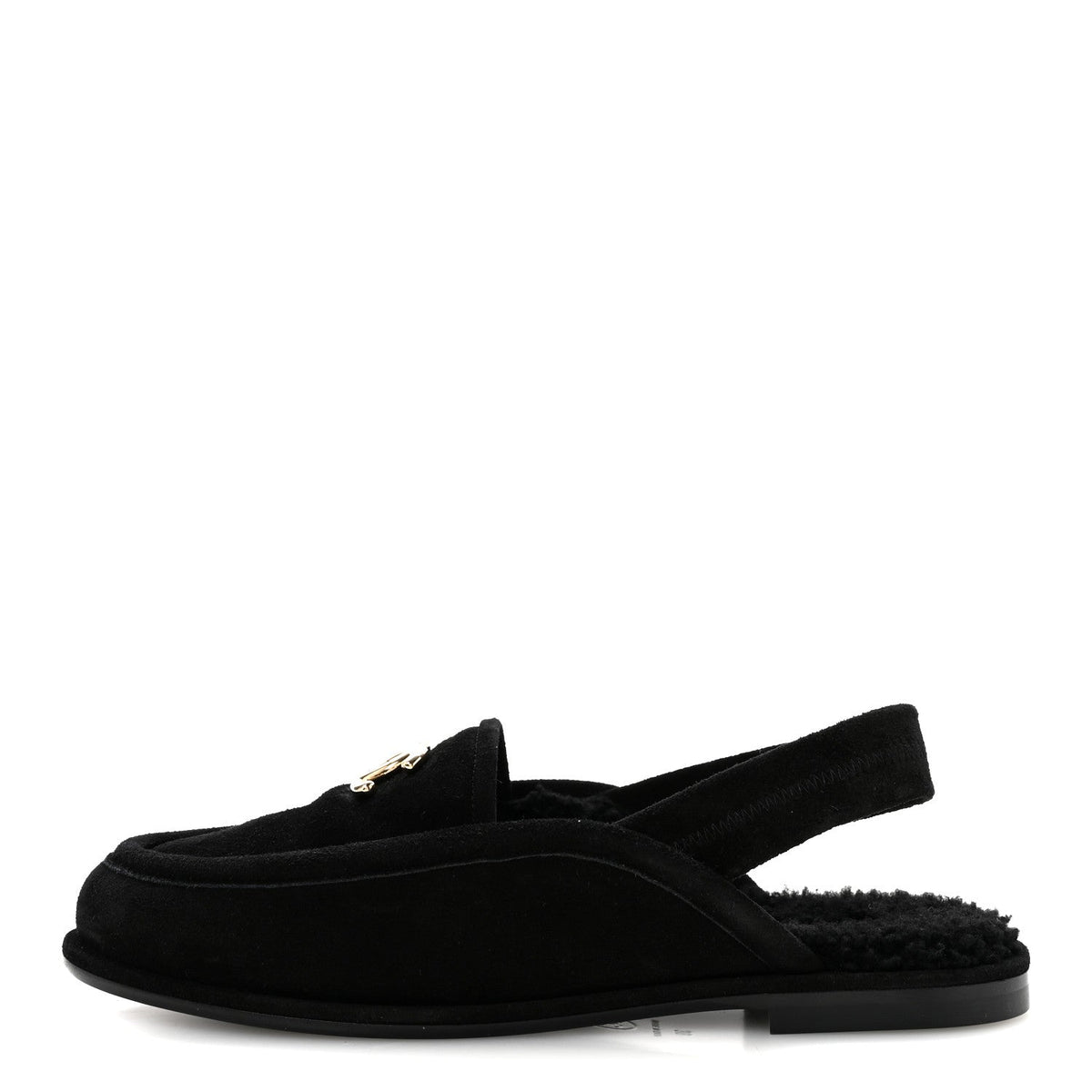 Suede Calfskin CC Slingback Loafers 39 Black