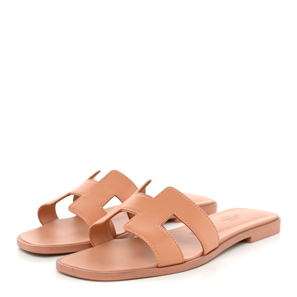 Box Calfskin Oran Sandals 37.5 Granit Rose