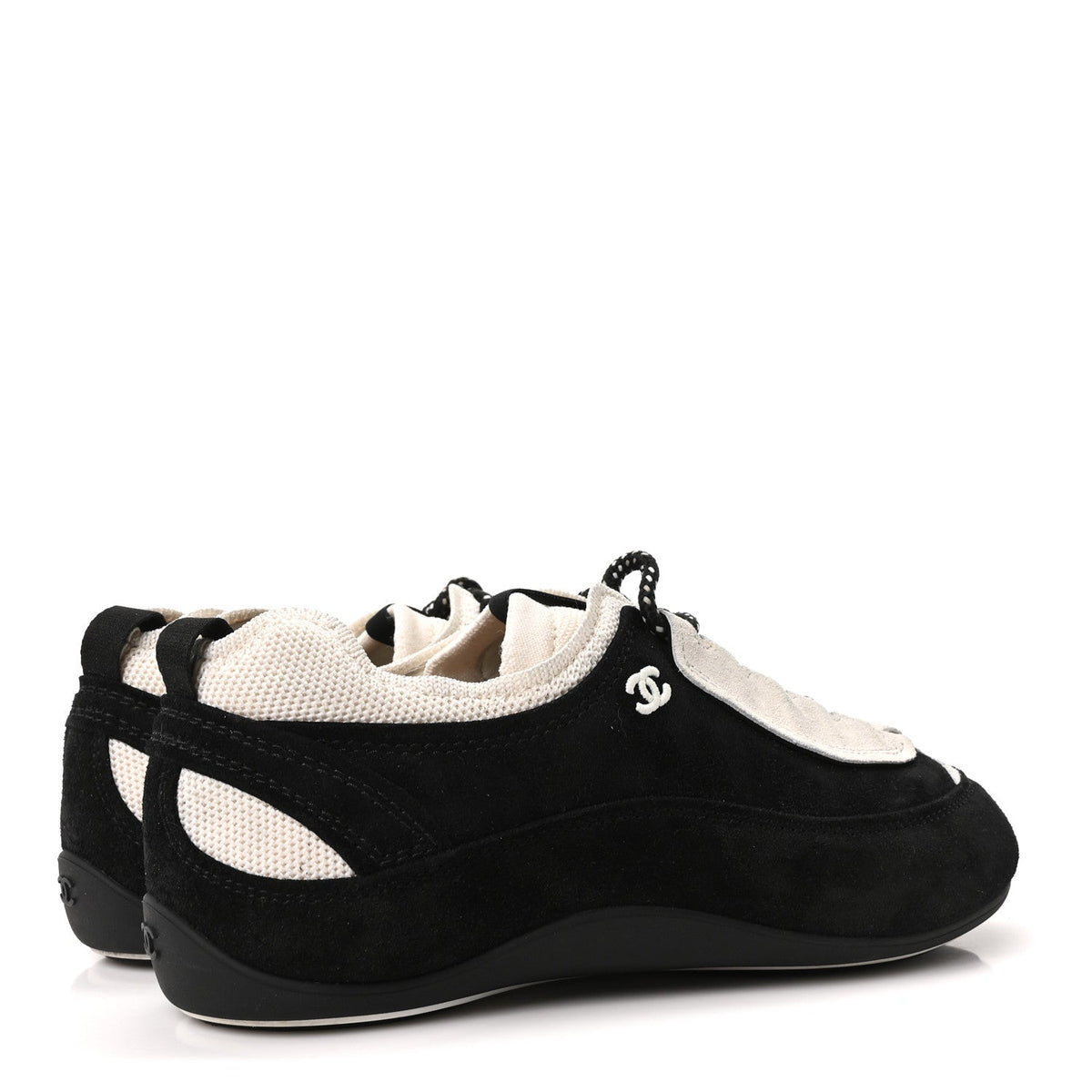 Velvet Calfskin Mixed Fibers Low Top CC Sneakers 37 Black
