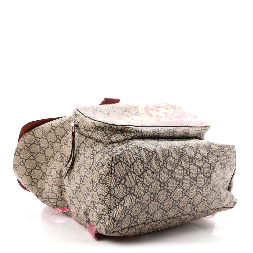 GG Supreme Monogram Blooms Medium Single Buckle Backpack Beige Multicolor Dry Rose