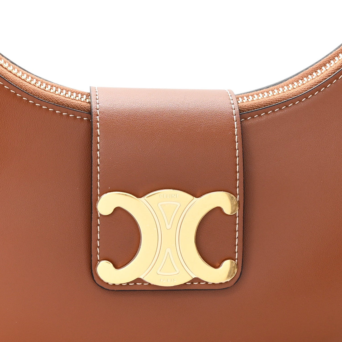 Smooth Calfskin Medium Strap Ava Triomphe Shoulder Bag Tan