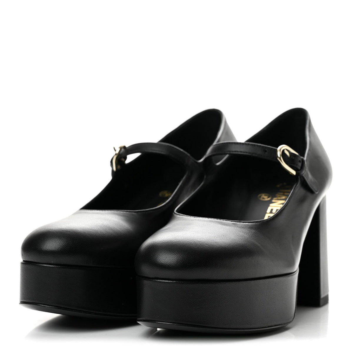 Lambskin Mary Jane Platform Pumps 37 Black