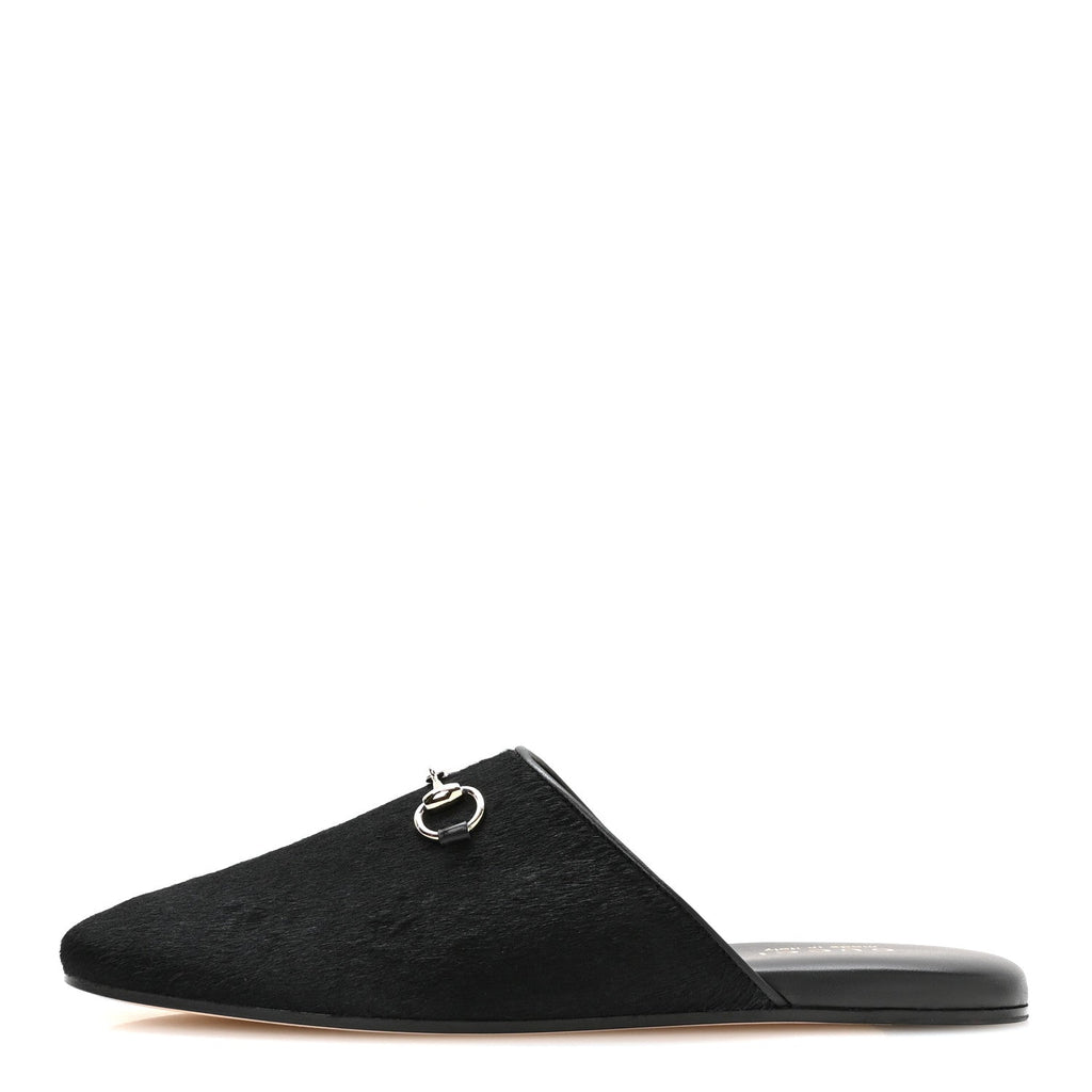 Fur Horsebit Womens Mules 37.5 Black