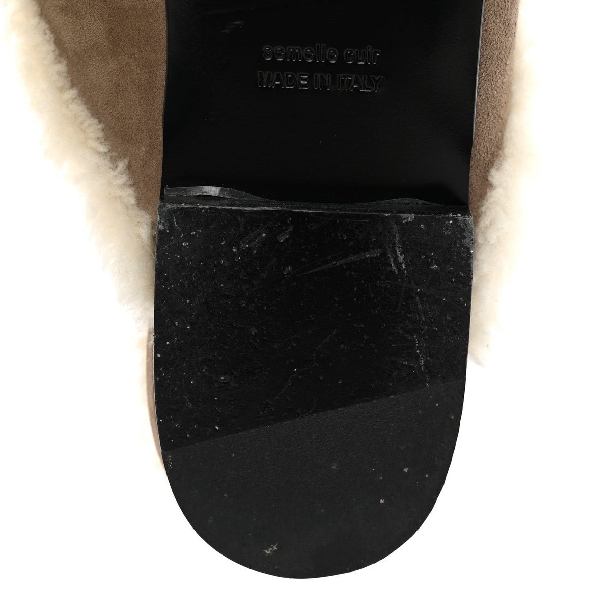 Suede Goatskin Shearling Womens Oz Mules 39 Etoupe Ecru