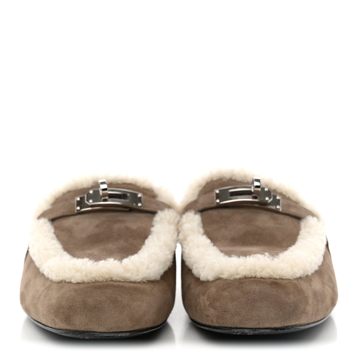 Suede Goatskin Shearling Womens Oz Mules 39 Etoupe Ecru