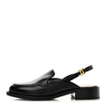 Glazed Calfskin CC Slingback Flats 39 Black