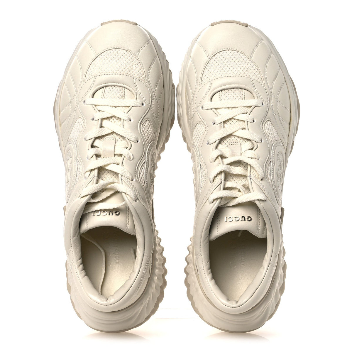 New Nappa Sombre Interlocking G Ripple Mens Platform Sneakers 9.5 Off White