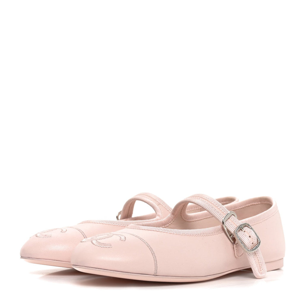 Lambskin Mary Jane Flats 38 Light Pink
