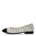 Crochet Cap Toe Ballerina Flats 38 White Black