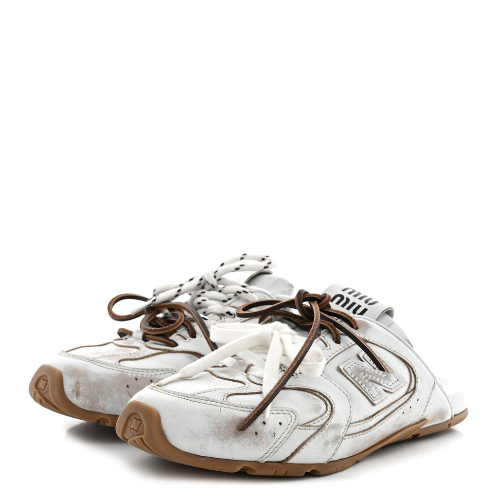 X NEW BALANCE Calfskin 530 SL Slip-On Sneaker Mules 37 White
