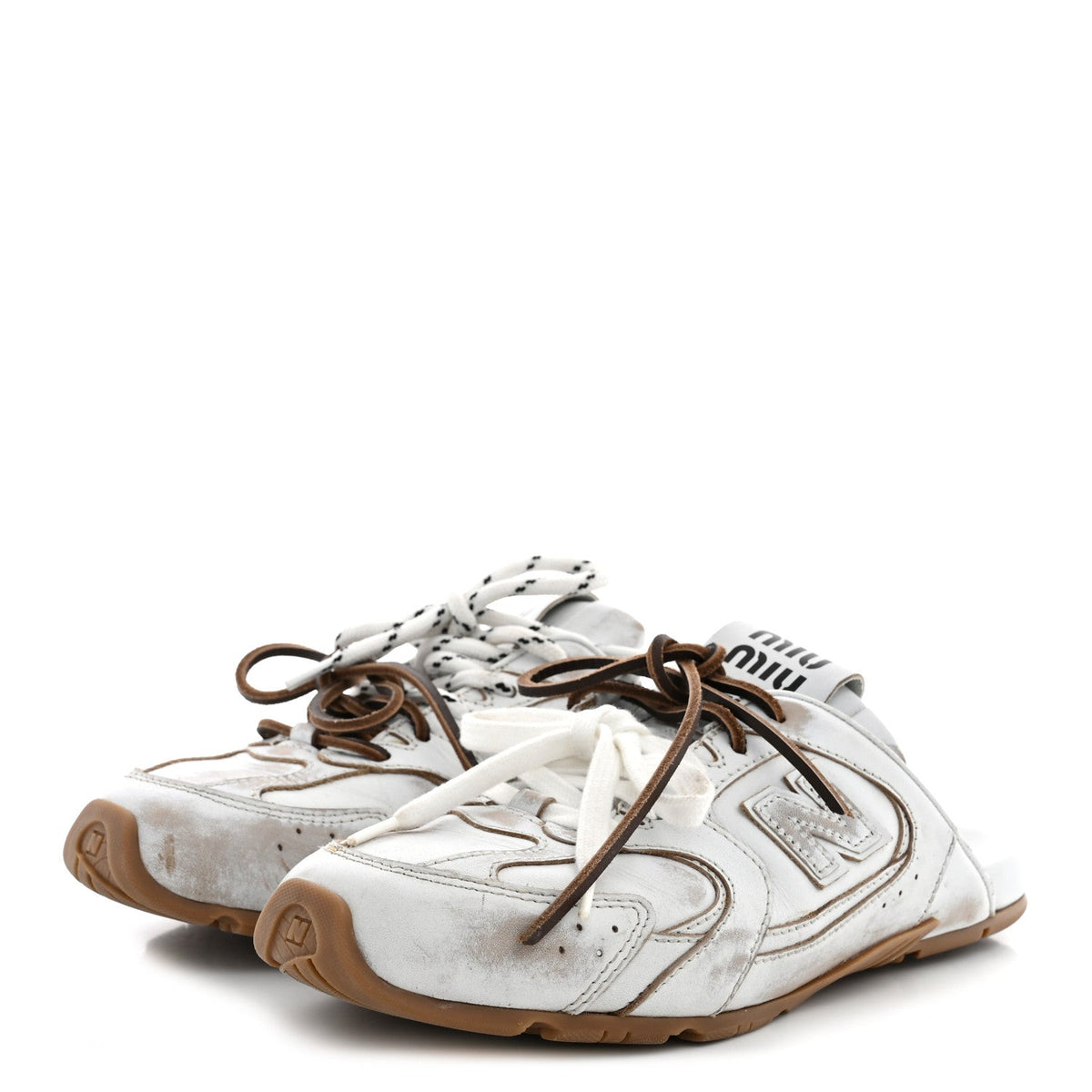 X NEW BALANCE Calfskin 530 SL Slip-On Sneaker Mules 37 White