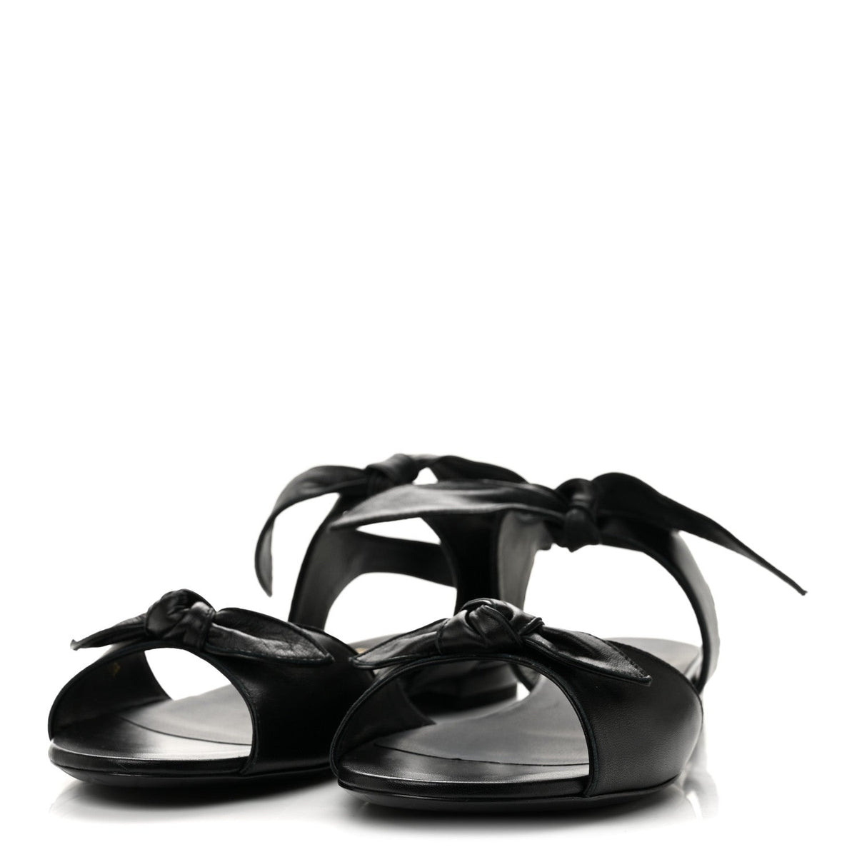 Lambskin Bow CC Flat Sandals 38.5 Black