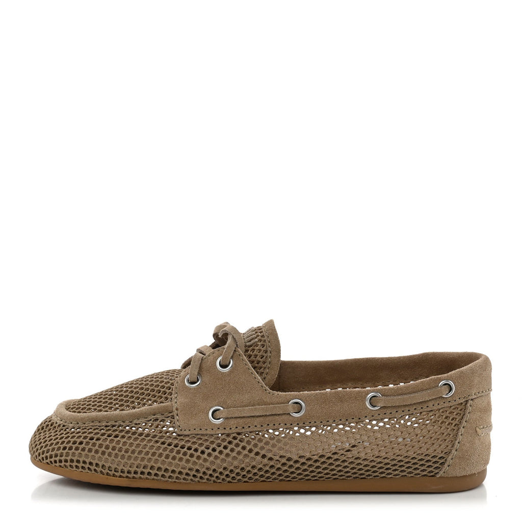 Mesh Suede Deck Loafers 38 Desert Beige