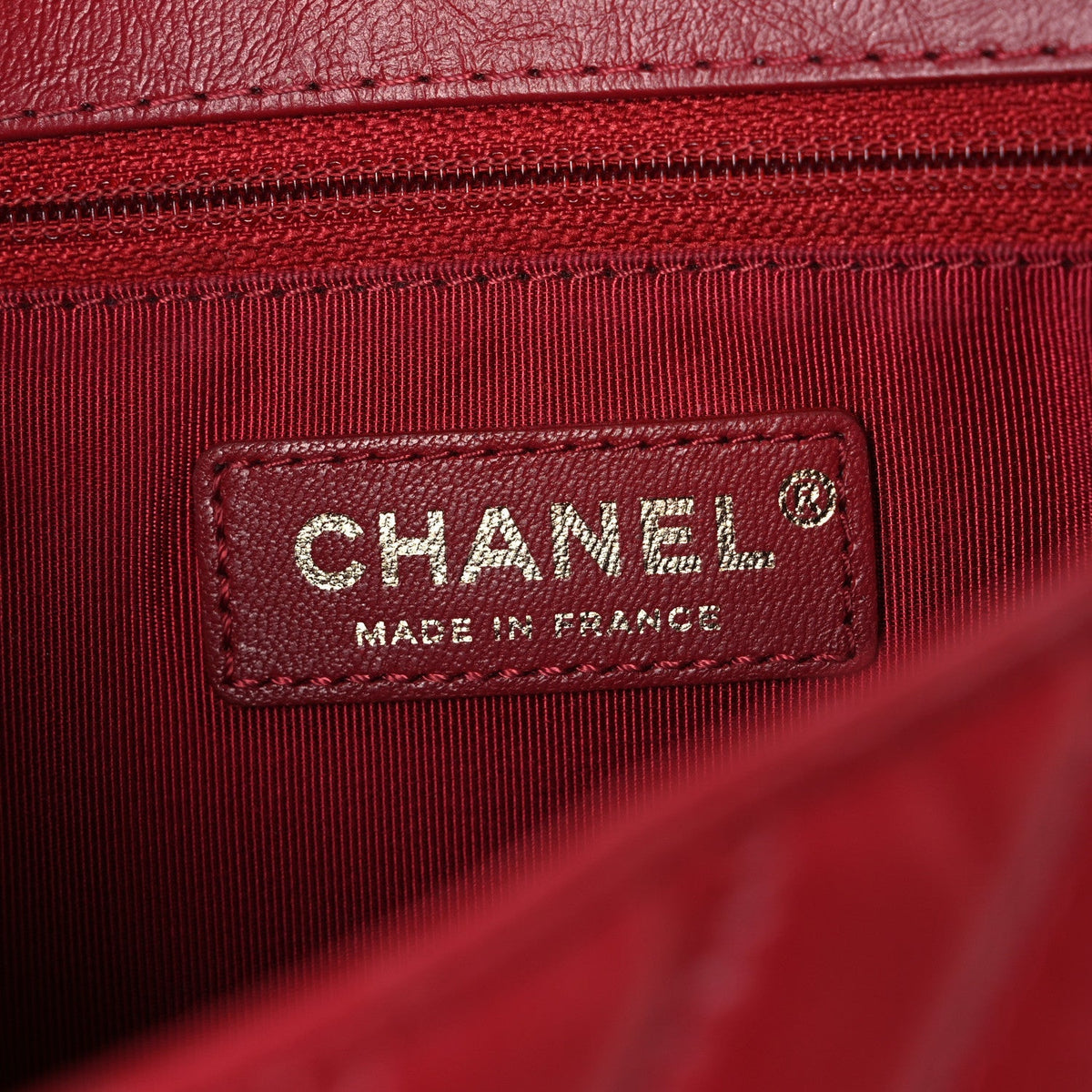 Calfskin Chevron Quilted Top Handle Flap Red