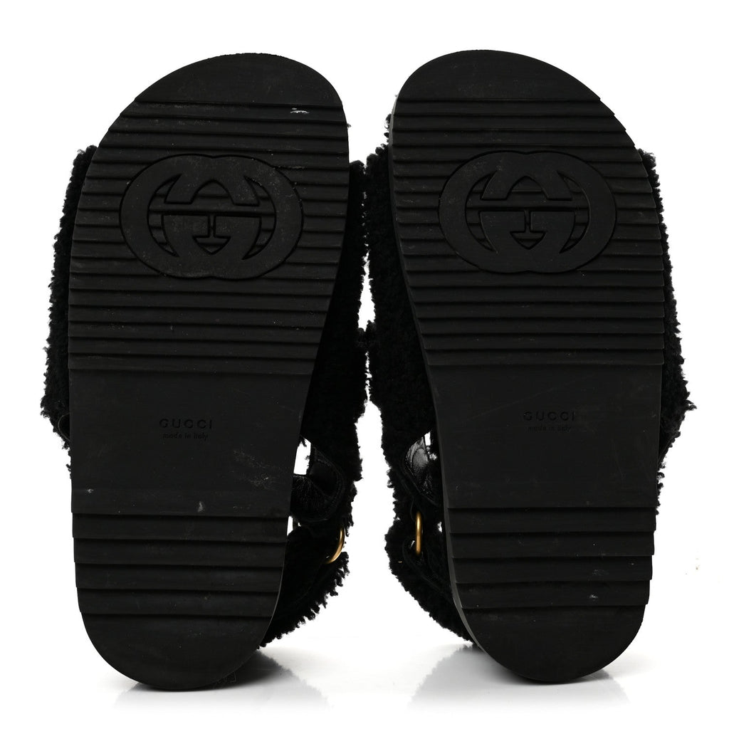 Shearling Double G Womens Dad Sandals 36.5 Black