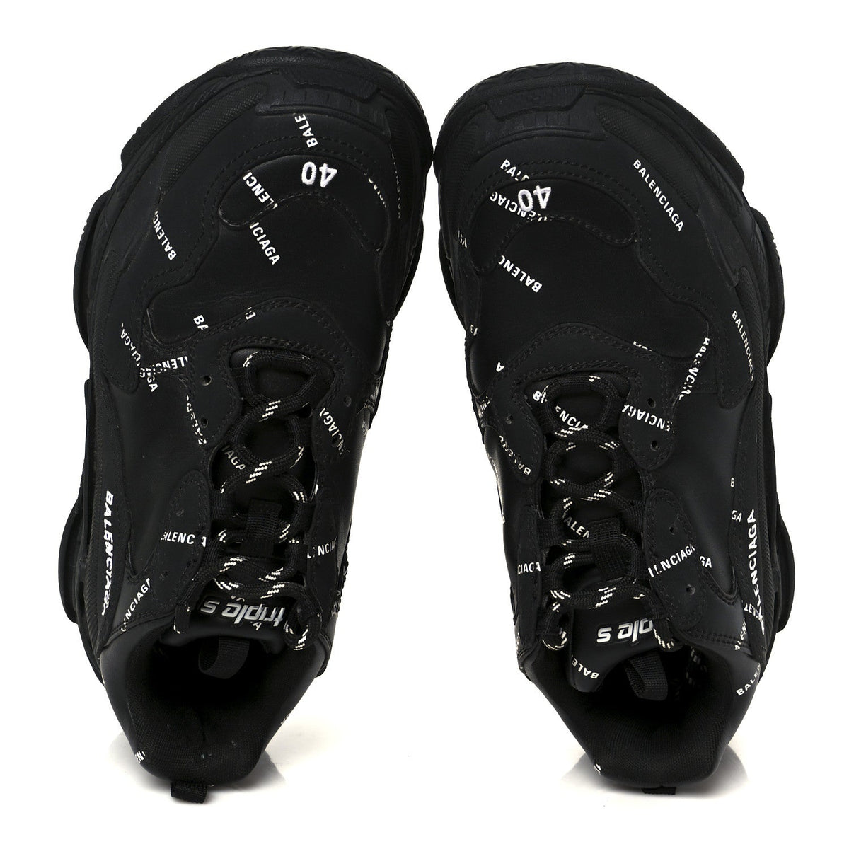 Technical Fabric Allover Logo Mens Triple S Sneakers 40 Black White