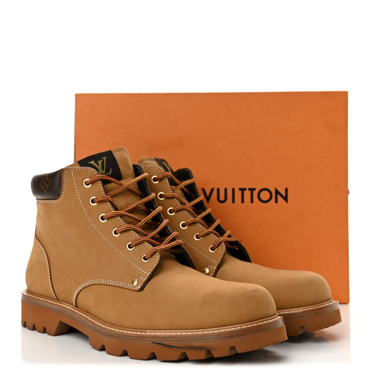 Nubuck Calfskin Monogram Mens Oberkampf Ankle Boots Beige