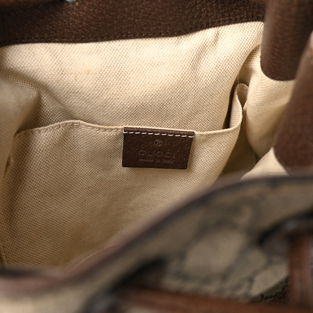 GG Supreme Monogram Neo Vintage Drawstring Bucket Backpack Beige New Acero Crop