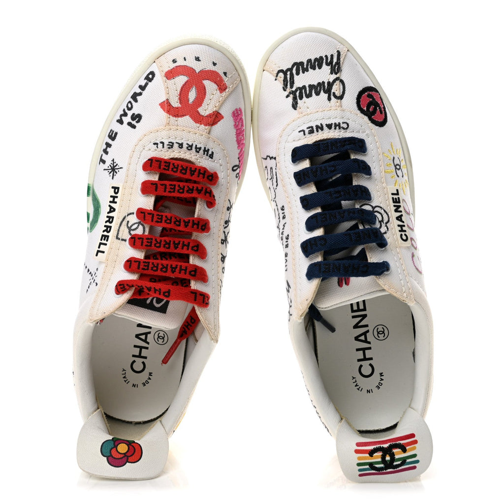 x Pharrell Williams Canvas Womens Sneakers 35.5 White Multicolor
