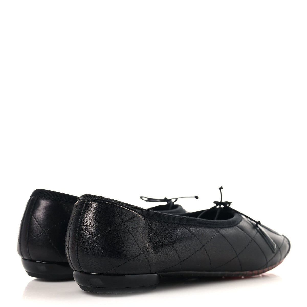 Lambskin Quilted Cambon Ballerina Flats 36.5 Black