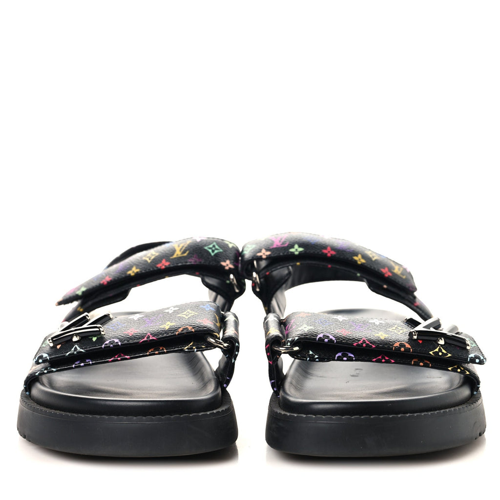 LV X TM Monogram Multicolor Sunset Flat Sandals 41 Black