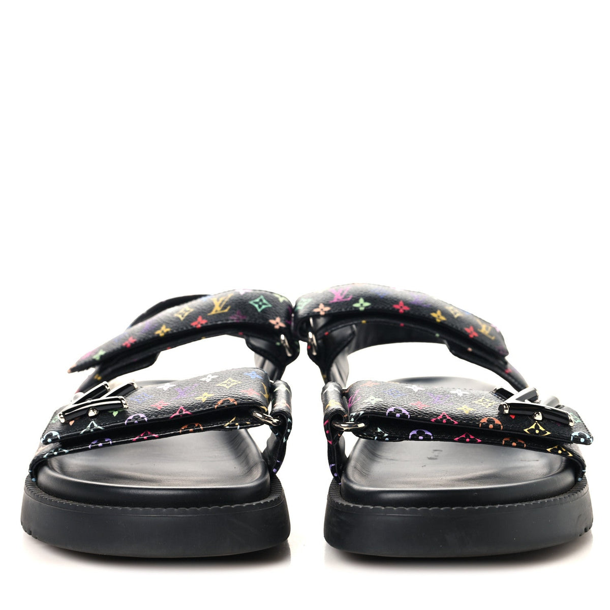 LV X TM Monogram Multicolor Sunset Flat Sandals 41 Black