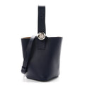 Soft Grained Calfskin Mini Pebble Bucket Bag Navy