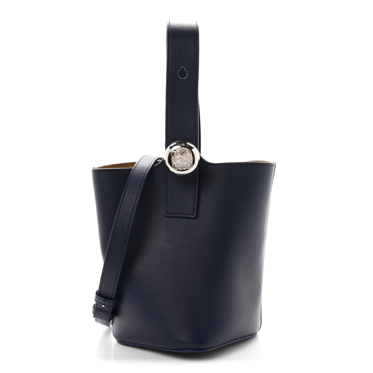 Soft Grained Calfskin Mini Pebble Bucket Bag Navy