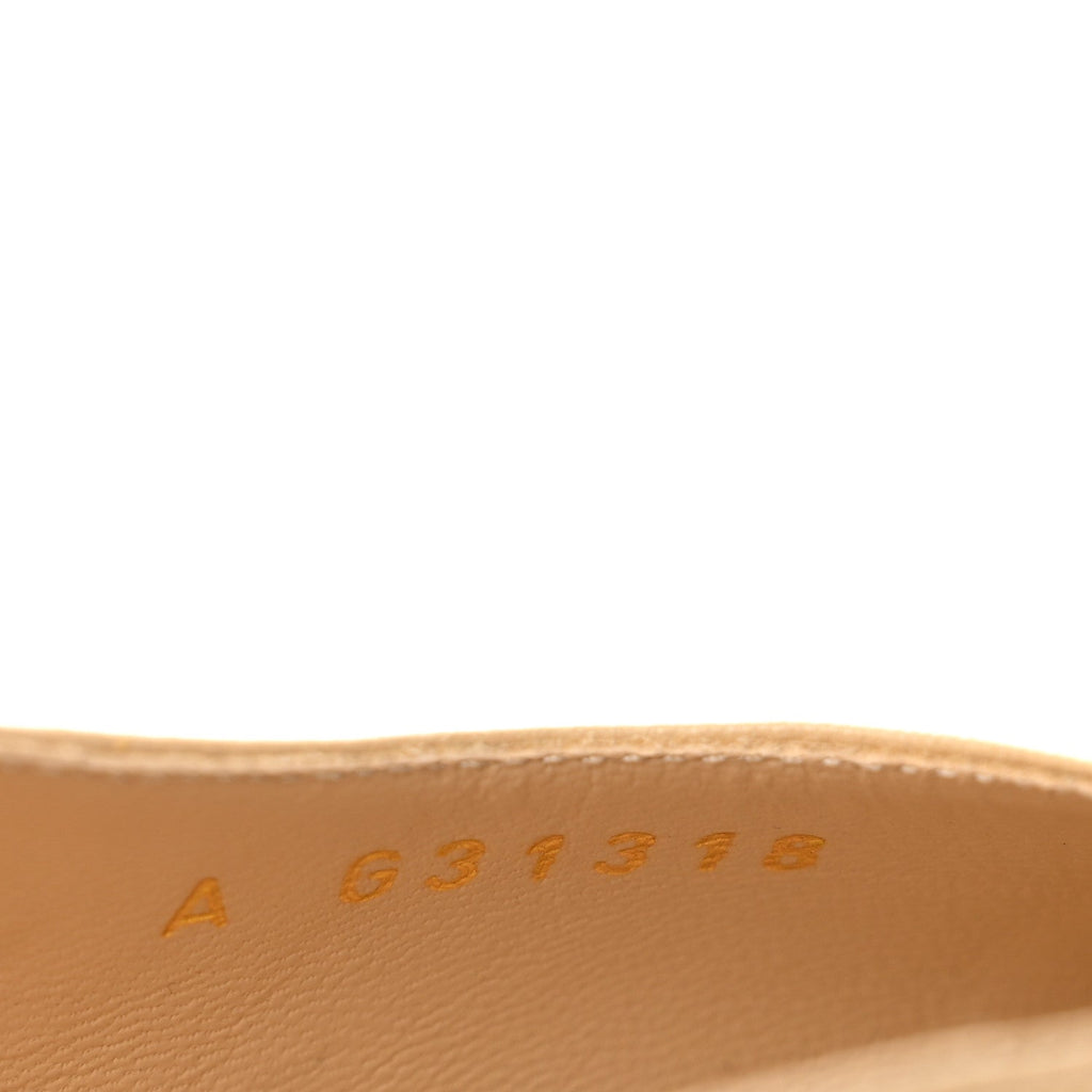 Goatskin Grosgrain Cap Toe CC Slingback Pumps 39 Beige Black
