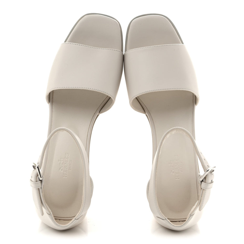 Calfskin Illusion 35 Wedge Sandals 40 Blanc De Paris