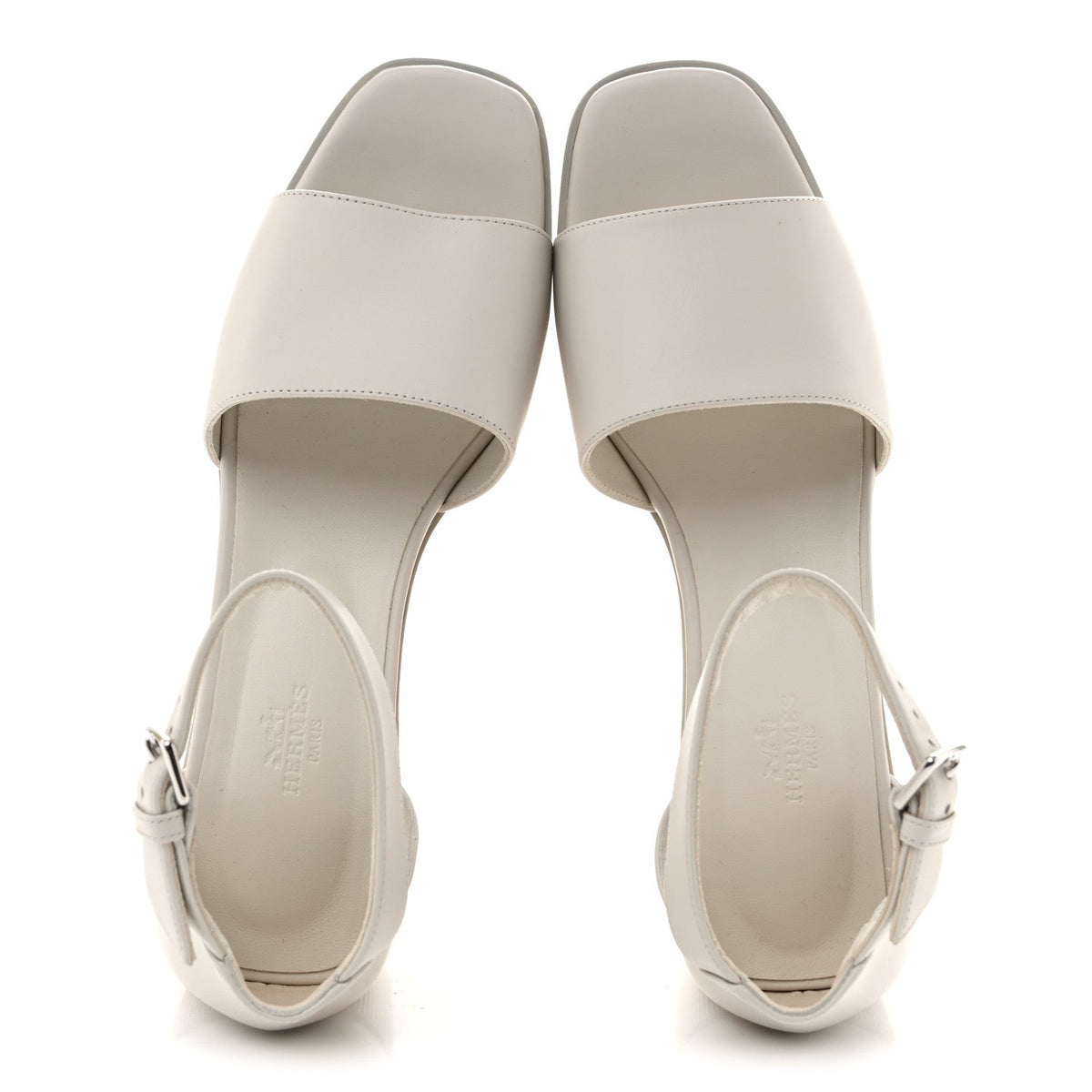 Calfskin Illusion 35 Wedge Sandals 40 Blanc De Paris