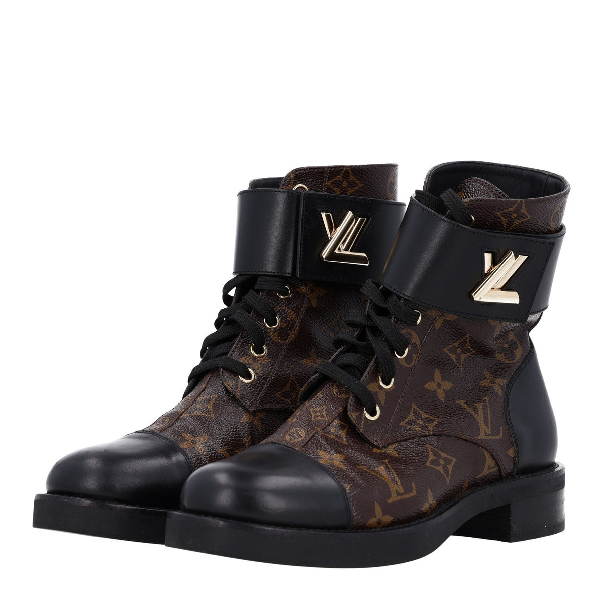 Calfskin Monogram Wonderland Flat Ranger Boots 38 Black