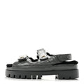 Laminated Lambskin Shearling Crystal CC Velcro Dad Platform Sandals 36 Dark Grey Black
