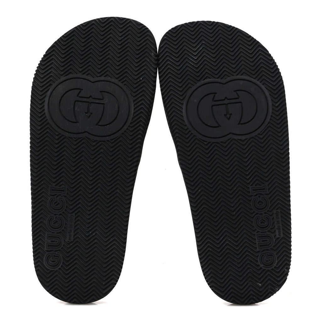 Rubber Web Womens Interlocking G Slide Sandals 35 Black Green Red