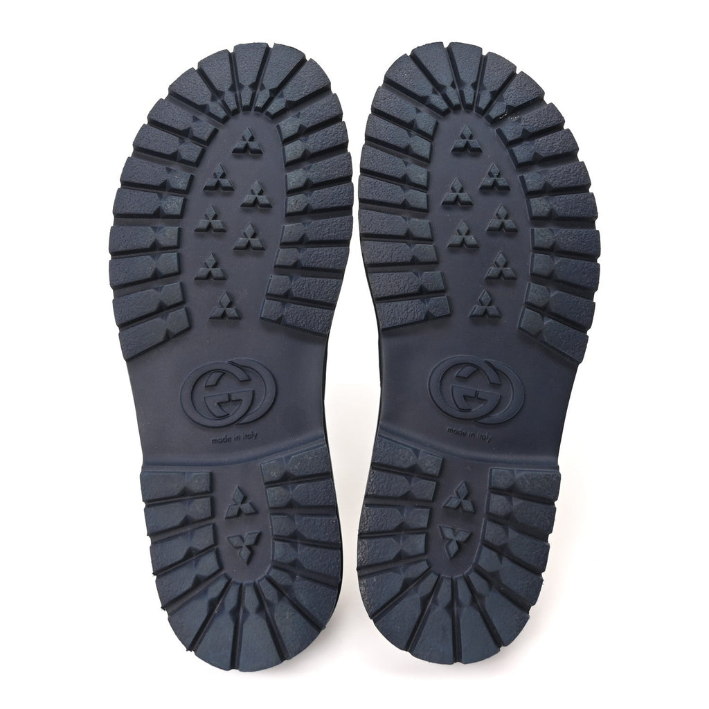 GG Supreme Monogram Granada Kid Mens Horsebit Lug Sole Mules 8.5 Beige Blue