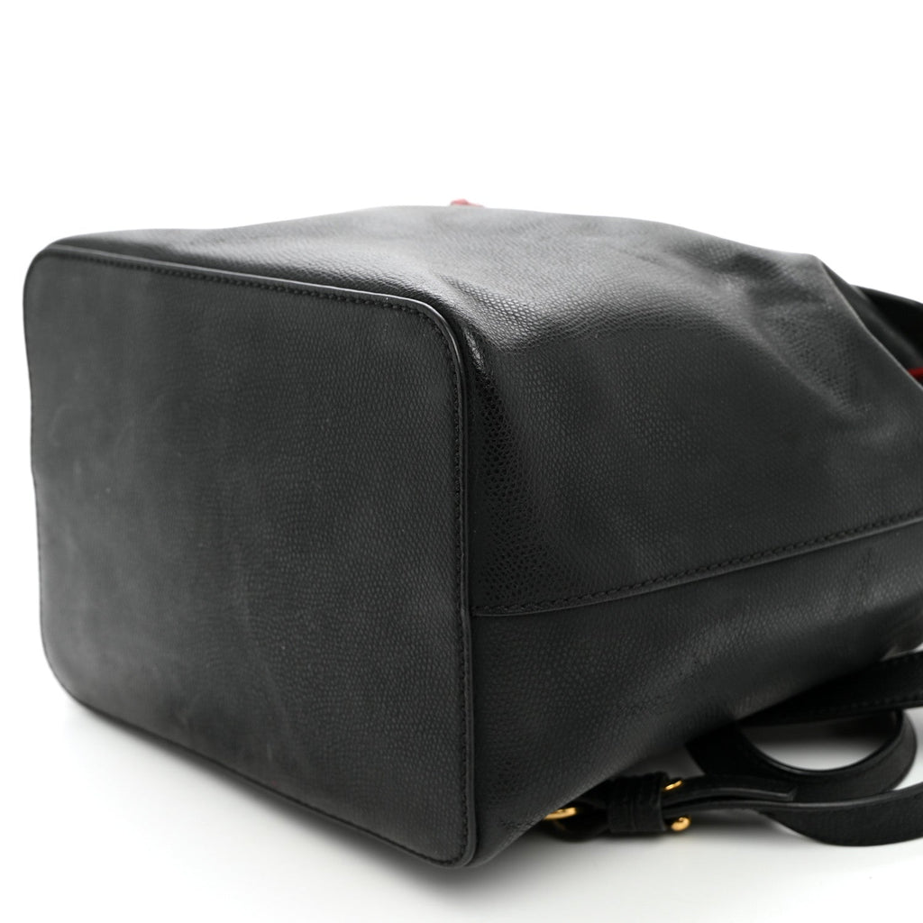 Vitello Cruise Bi-Color FF 1974 Embossed F is Fendi Drawstring Backpack Black Fragola Maya