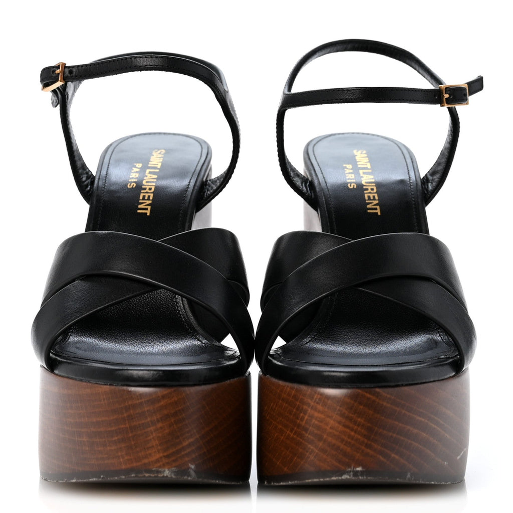 Calfskin Bianca Platform Sandals 35.5 Black